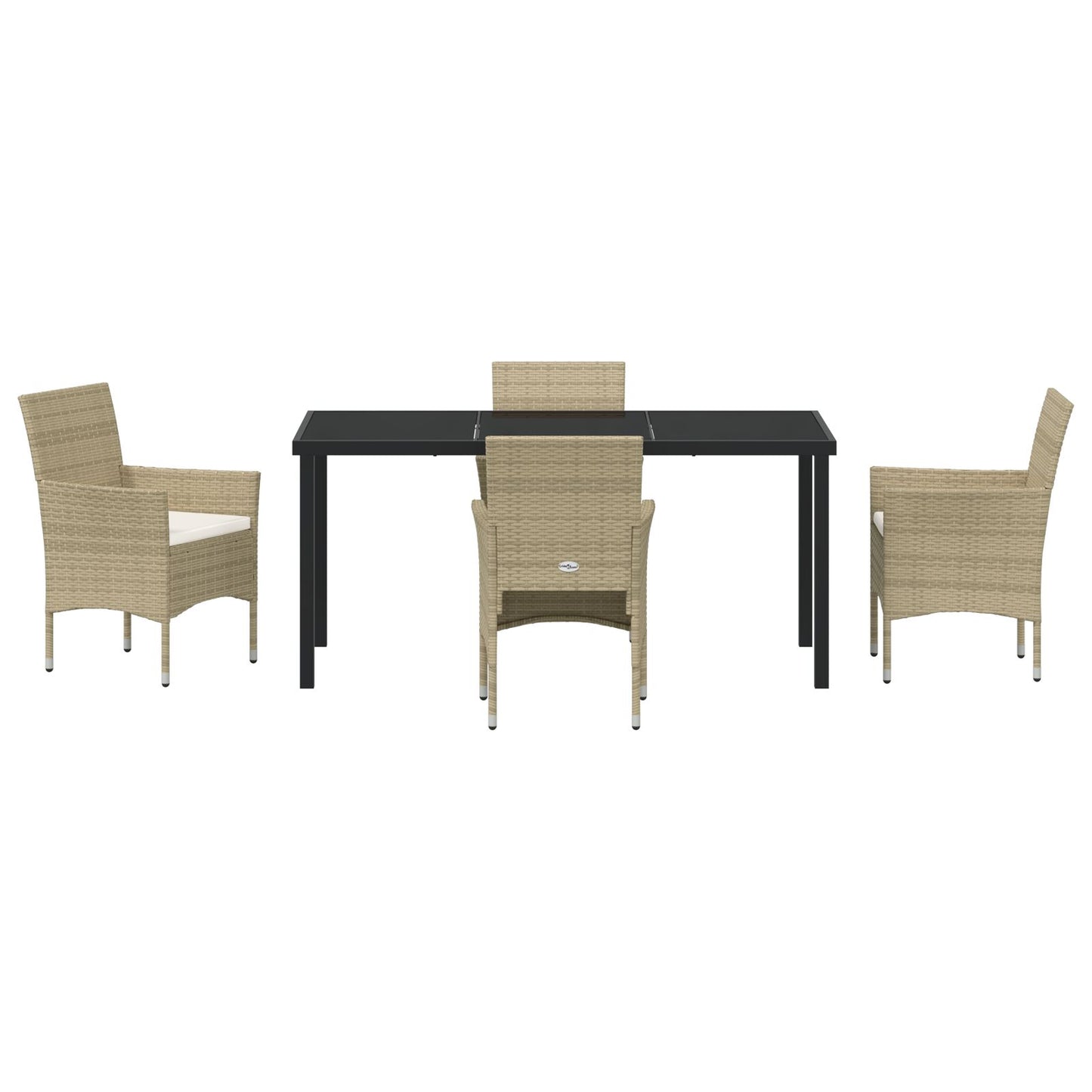 5-Delige Tuin Eetset Beige Poly Rattan