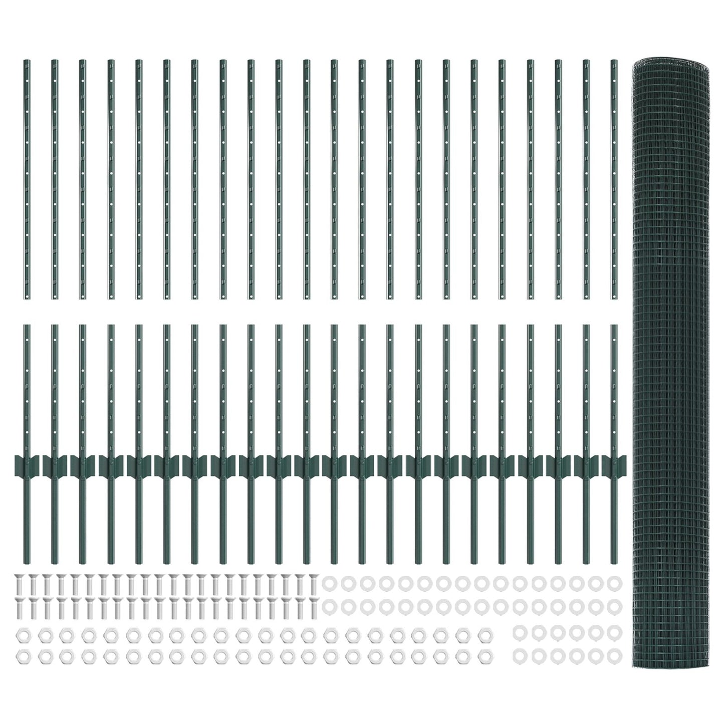 Gelaste Draad Fence Met 22 U-Palen Groen 1X50 M Staal