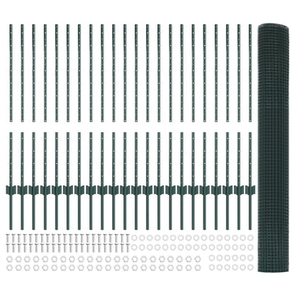 Gelaste Draad Fence Met 22 U-Palen Groen 1X50 M Staal