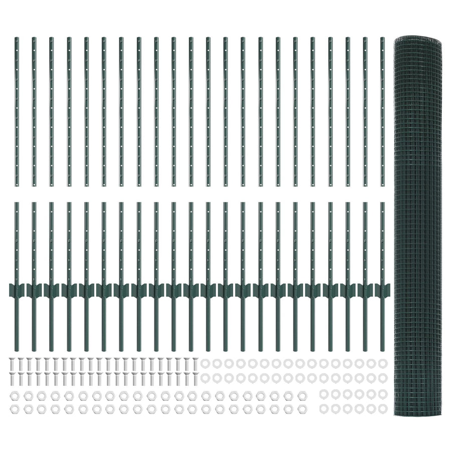 Gelaste Draad Fence Met 22 U-Palen Groen 1X50 M Staal
