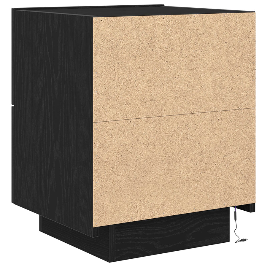 Nachtkastjes Met Led-Verlichting 2 Stuks Zwart Eiken 45X40X55 Cm
