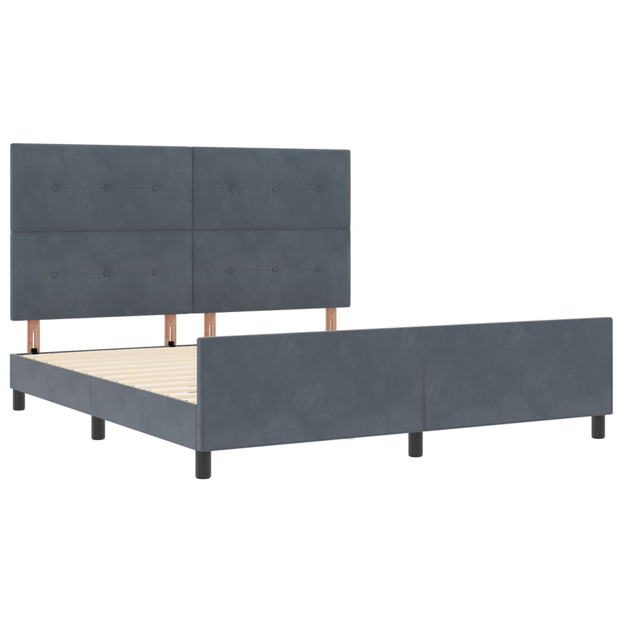 Bedframe Donkergrijs 180X200 Cm Fluweel Crème