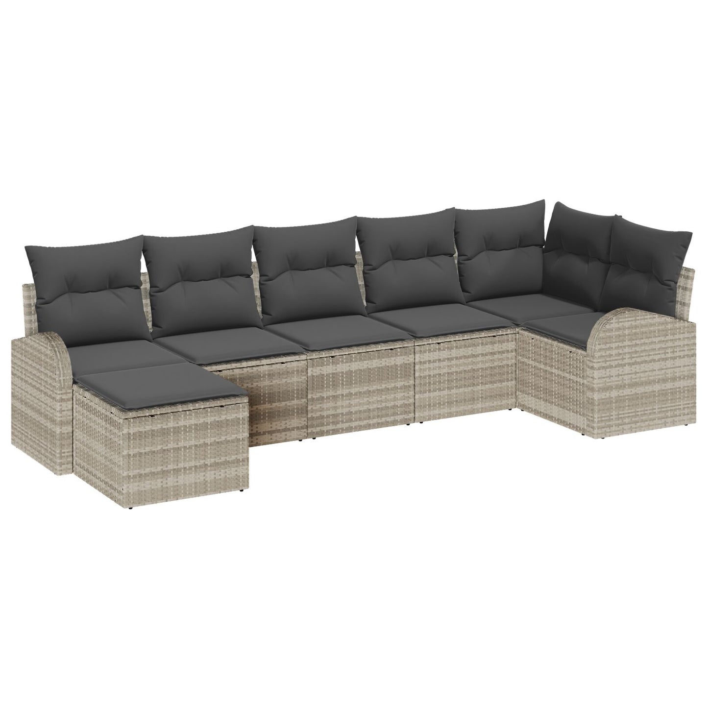 Tuin Sofa Set Set Van 7 Beige Rattan, Polyester Tuin Sofa Set