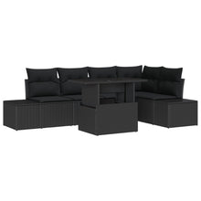 6-Delige Tuinbank Set Met Kussens Zwart Poly Rattan