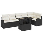 Loungeset polyrattan 7-delig zwart crème