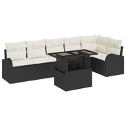 Loungeset polyrattan 7-delig zwart crème