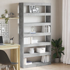Boekenkast 100x30x198 cm bewerkt hout grijs