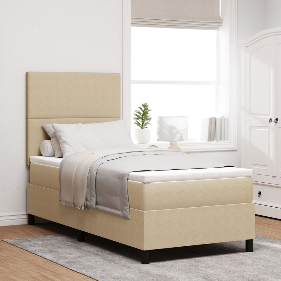 Boxspringbed Met Matras Lichtbeige 80X200 Cm Corduroy Stof