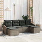 Loungeset poly rattan grijs 6-delig