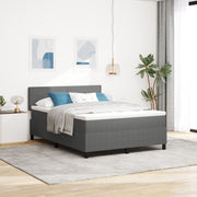 Light grey and white box spring bed. 140 x 200 cm Cotton Fabric