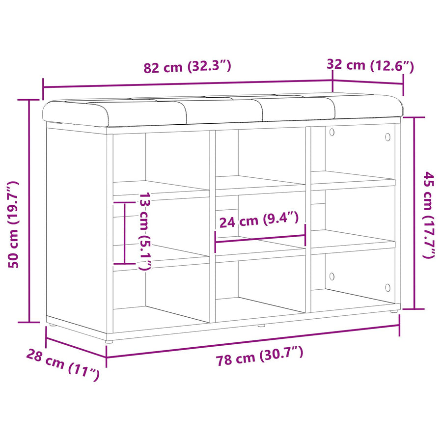 Opslagbank Engineered Wood 80 x 30 x 48 cm Zwart eiken