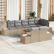 Tuinset polyrattan 9-delig beige 9 personen