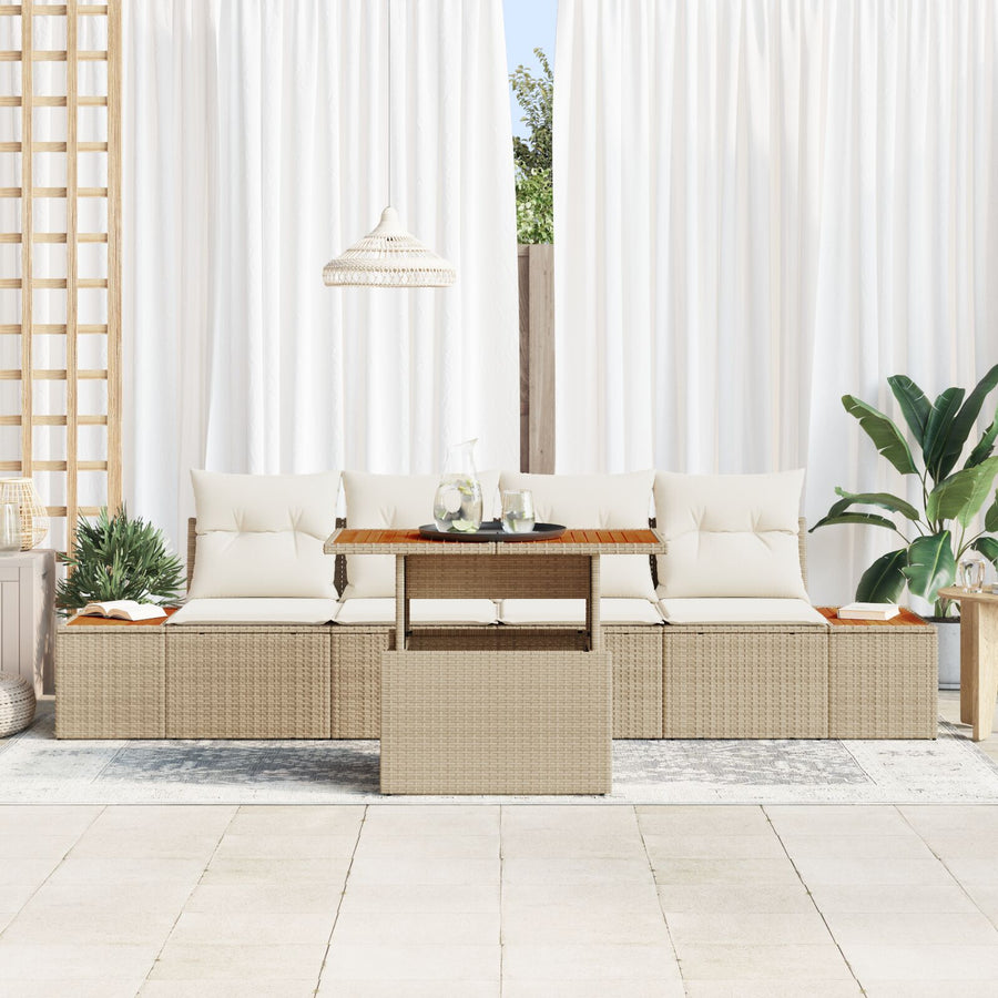 Tuin Sofa Set 5-Delig Beige Hars Wicker En Polyester Tuin Sofa