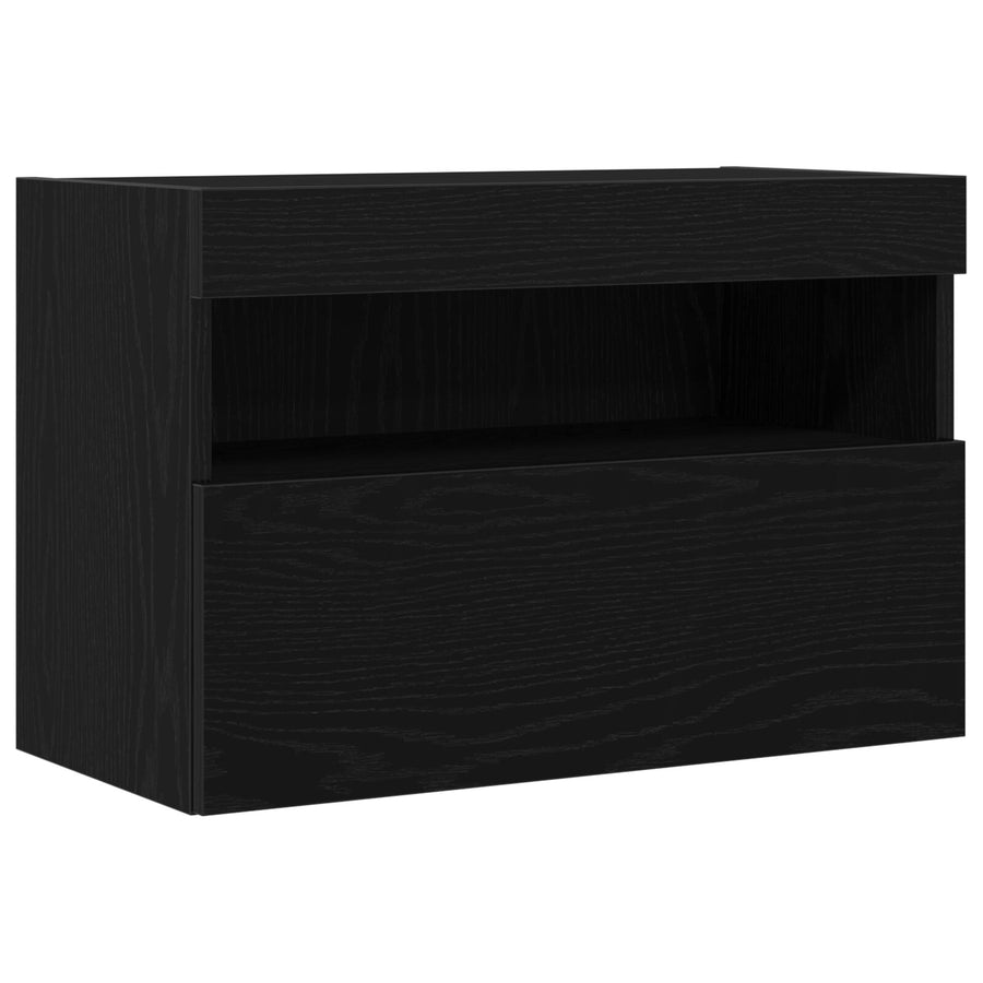 Tv Wandkasten Met Led-Verlichting 2 Stuks Zwart eiken