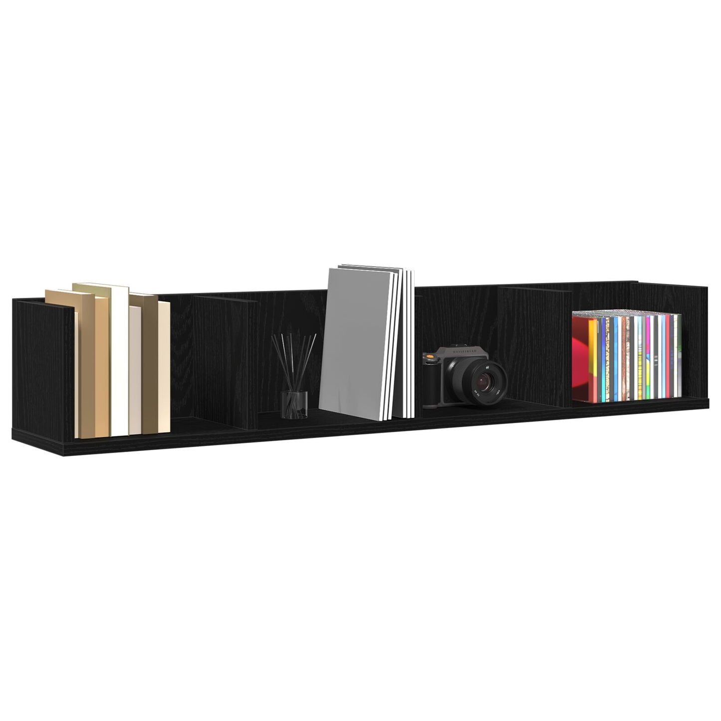 Cd Wandplank 100X18X18 Cm Geengineerd Hout Zwart eiken