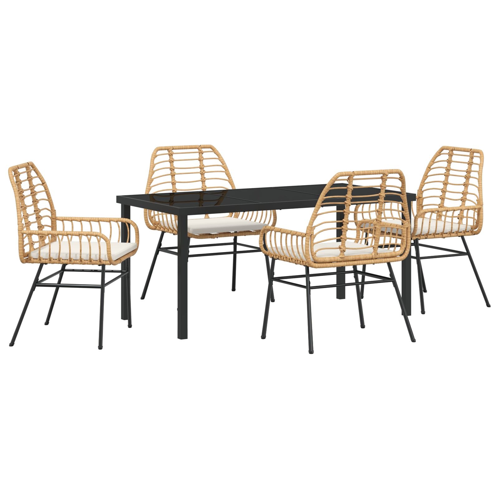 5-Delige Tuinset Met Kussens Bruin Poly Rattan