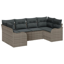 6 Delige Tuin Sofa Set met Kussens Grijs Poly Rattan, vidaXL 2-Persoons Tuin Sofa met Kussens Grijs Poly Rattan