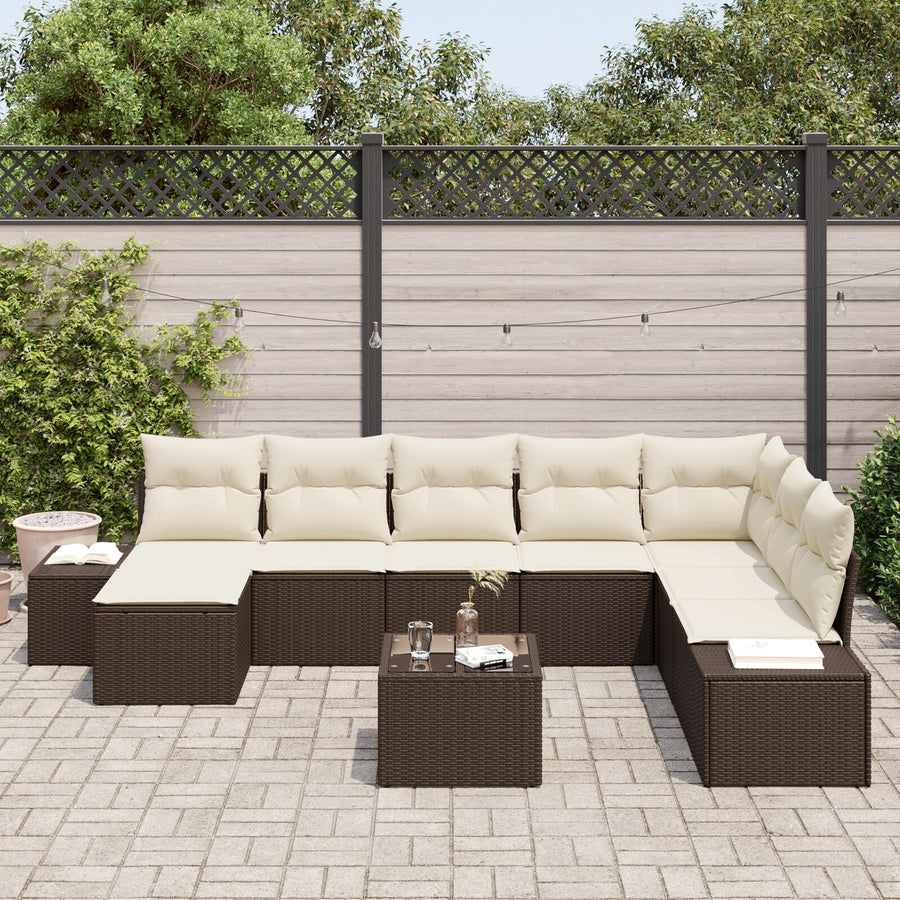 8-Delige Tuin Sofa Set Met Kussens Grijze Poly Rattan