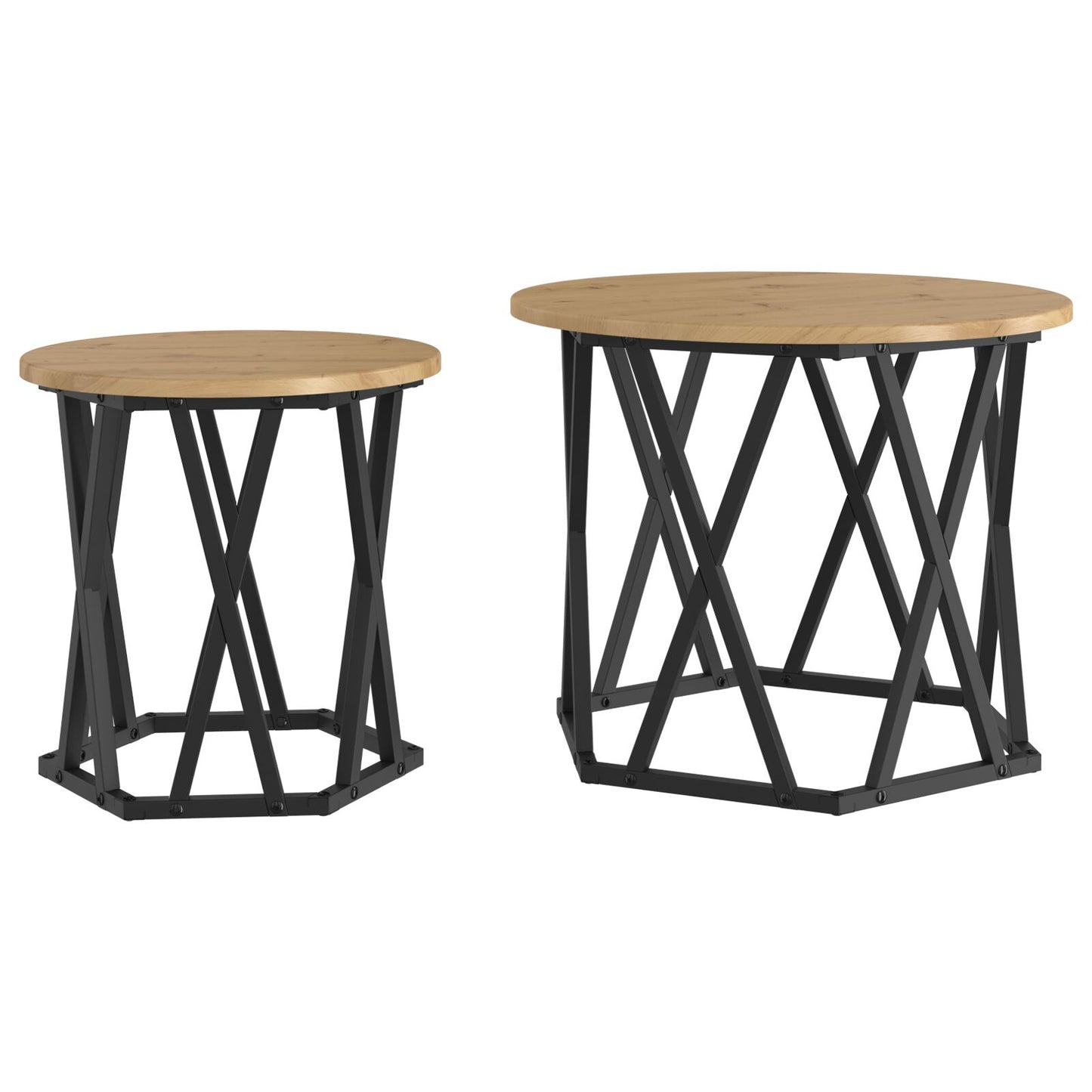 Nesting Bijzettafels 2 Stuks Artisan Eiken Houten Ambachtelijk eiken