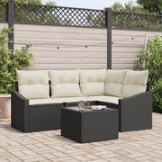 Loungeset polyrattan 5-delig zwart