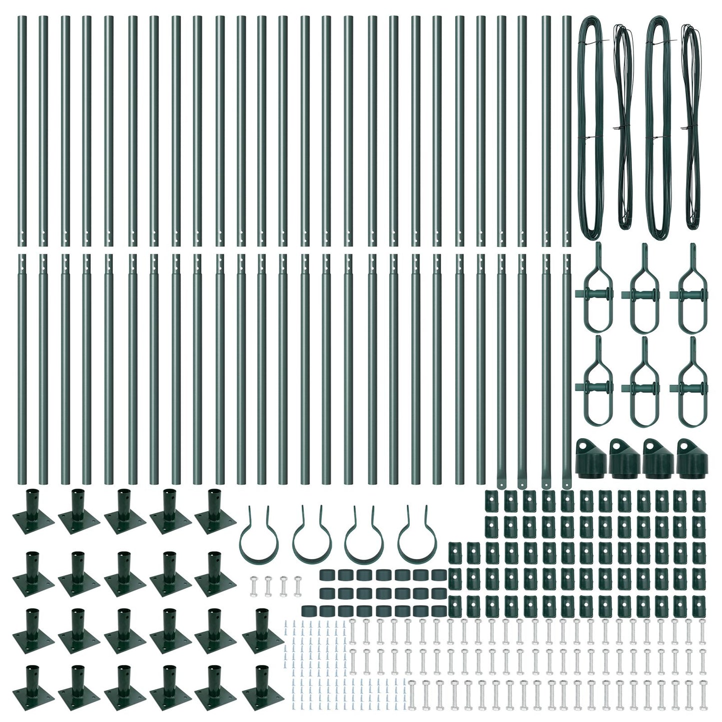 Hekpalen Set Van 52 Beton, Staal 3,2 X 3,2 X 83,5 Cm Groen 160 cm 26x betonnen paal