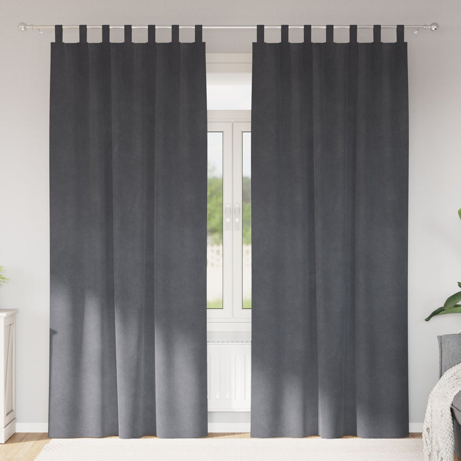 Blackout Gordijnen Met Hanglussen 2 Stuks Fluweel Super Lichtgrijs 140 x 225 cm met ophanglussen