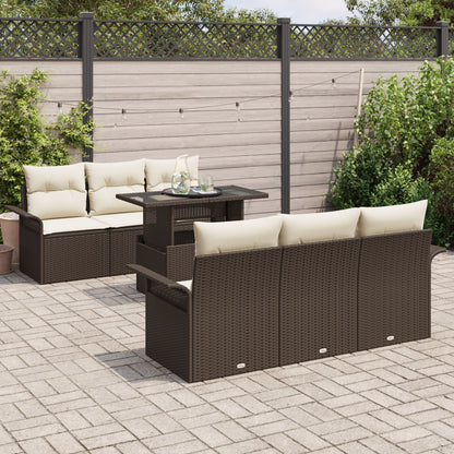 7-Delige Tuinsalonset Met Kussens Bruin Poly Rattan