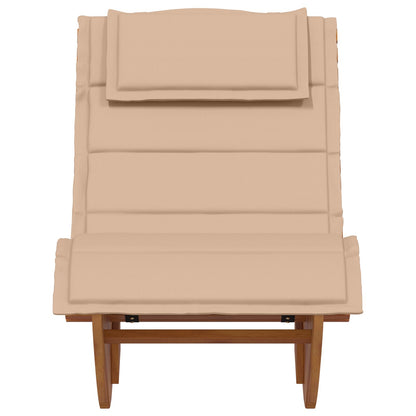 Zonligstoel Set Van 2 Beige Hout En Beklede Stof Groot