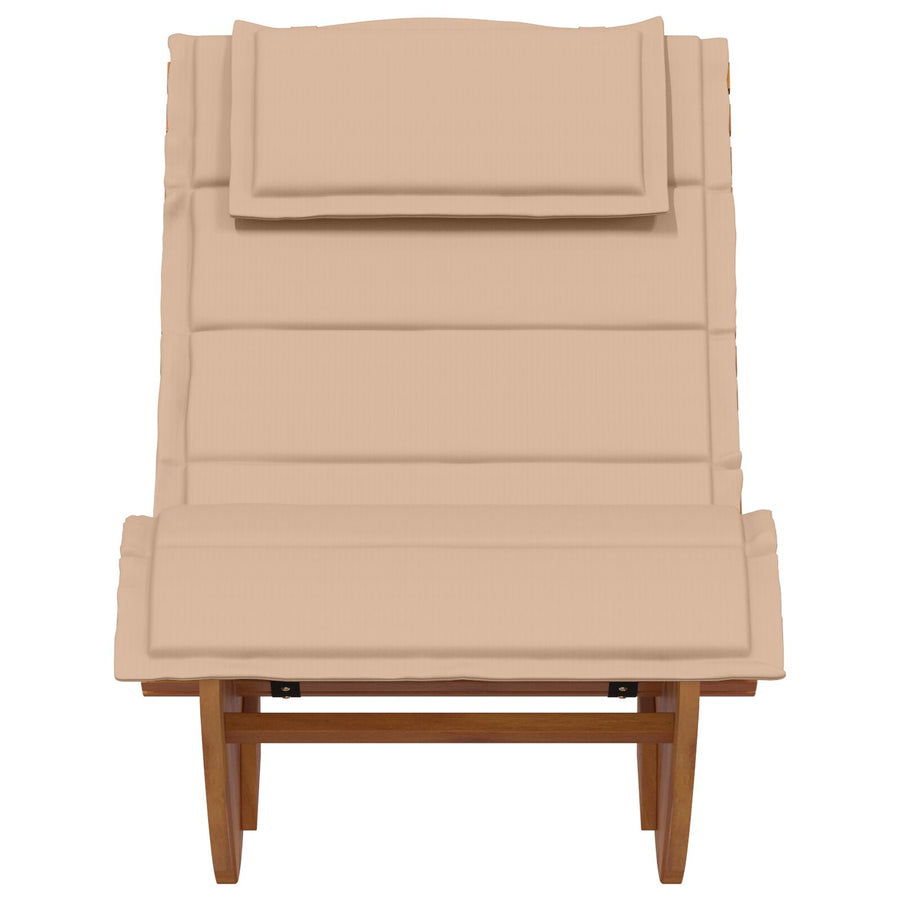 Zonligstoel Set Van 2 Beige Hout En Beklede Stof Groot