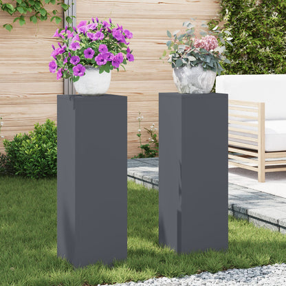 Buiten Plantstands Zuil 2 Pcs 24X24X75 Cm Staal Anthraciet 2x (75 cm)