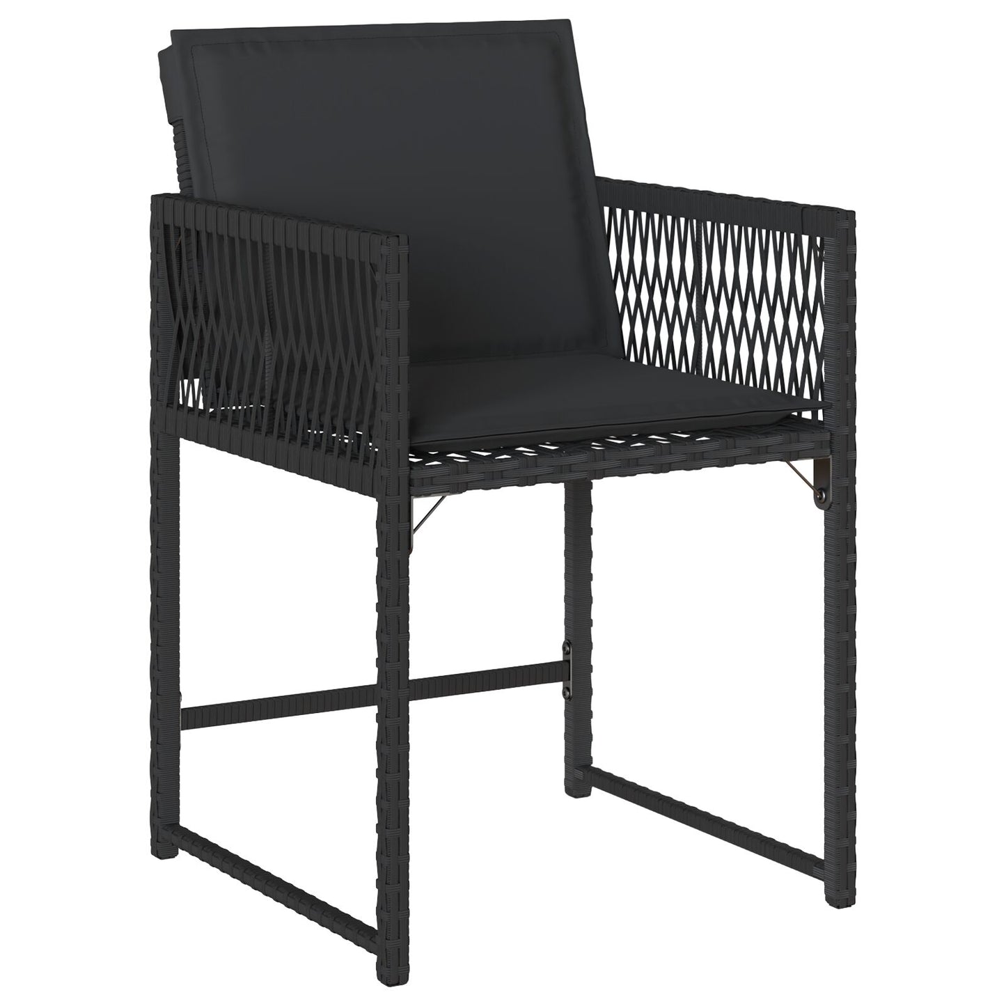 5-Delige Tuinset Met Kussens Zwart Poly Rattan