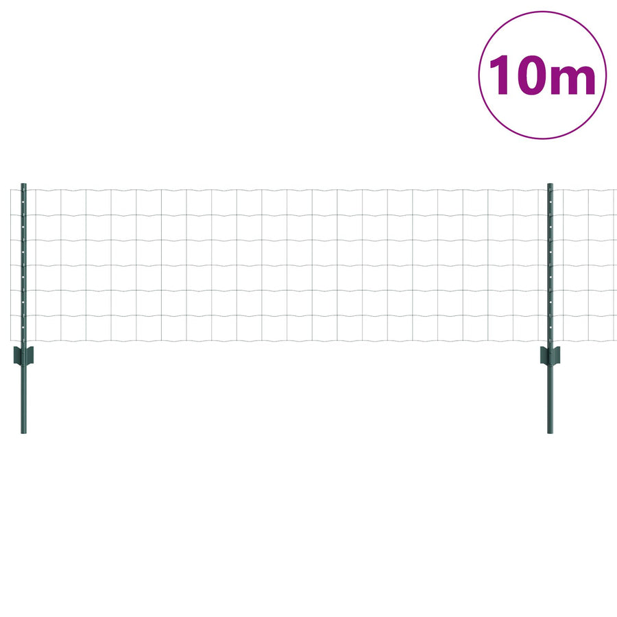 Euro Omheining Met 5 U-Paaltjes Groen 0.6X10 M Staal