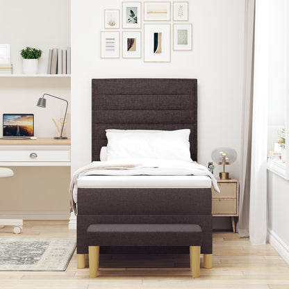 Boxspringbed Met Matras En Bank Stof Donkerbruin 100 x 200 cm Lijnen ontwerp