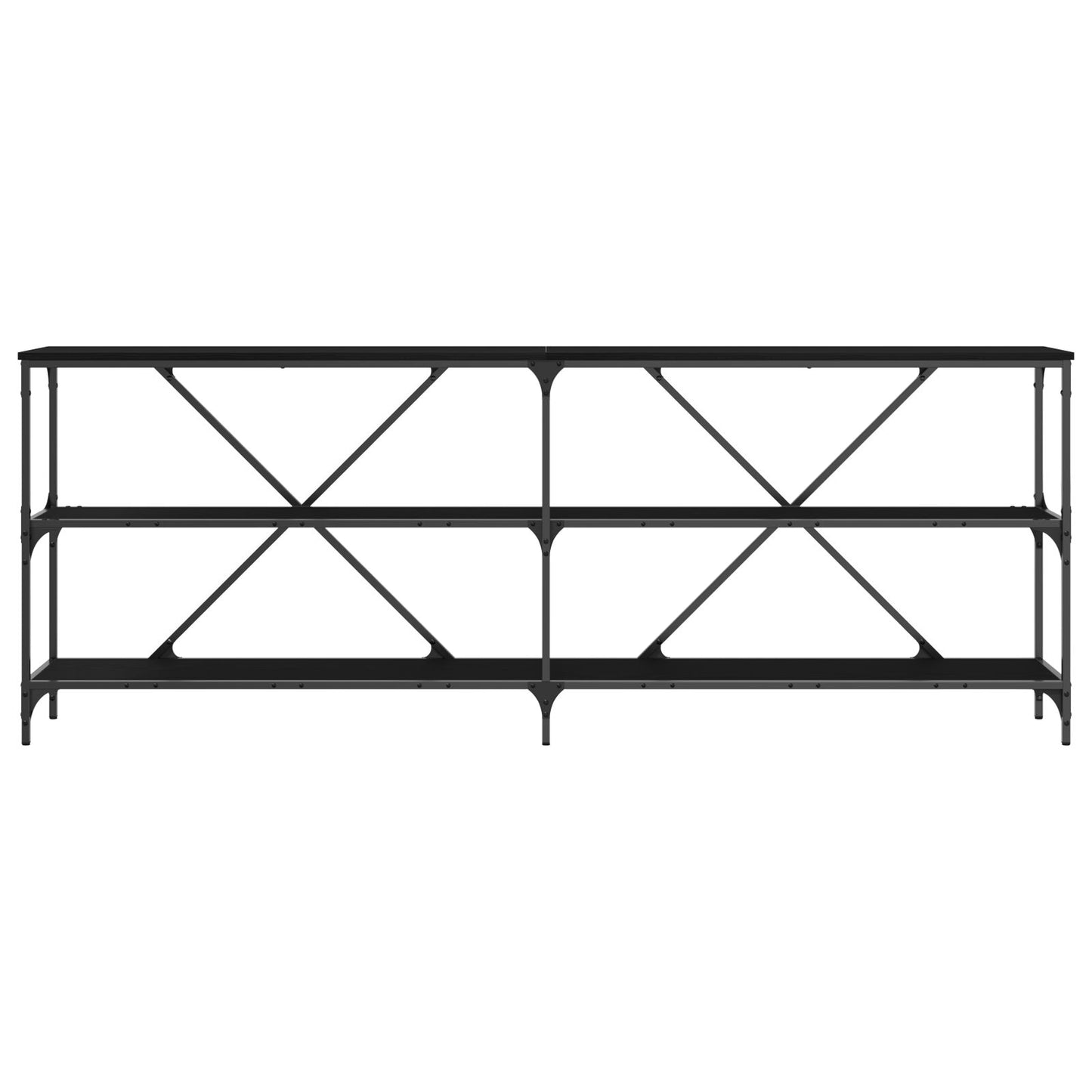 Console Tafel Zwart Eiken 200X30X75 Cm Engineered Hout En Staal