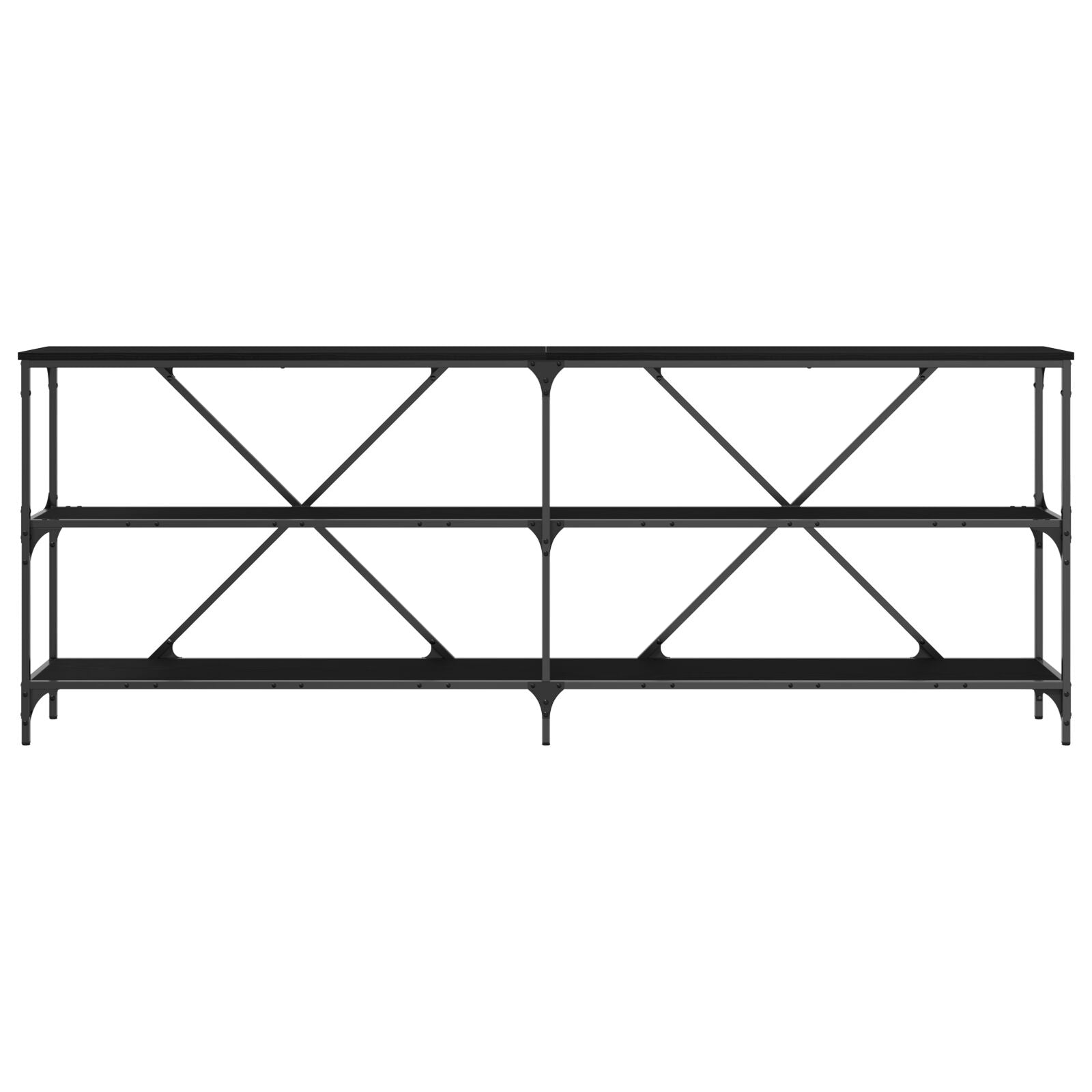 Console Tafel Zwart Eiken 200X30X75 Cm Engineered Hout En Staal