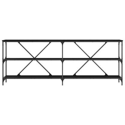 Console Tafel Zwart Eiken 200X30X75 Cm Engineered Hout En Staal
