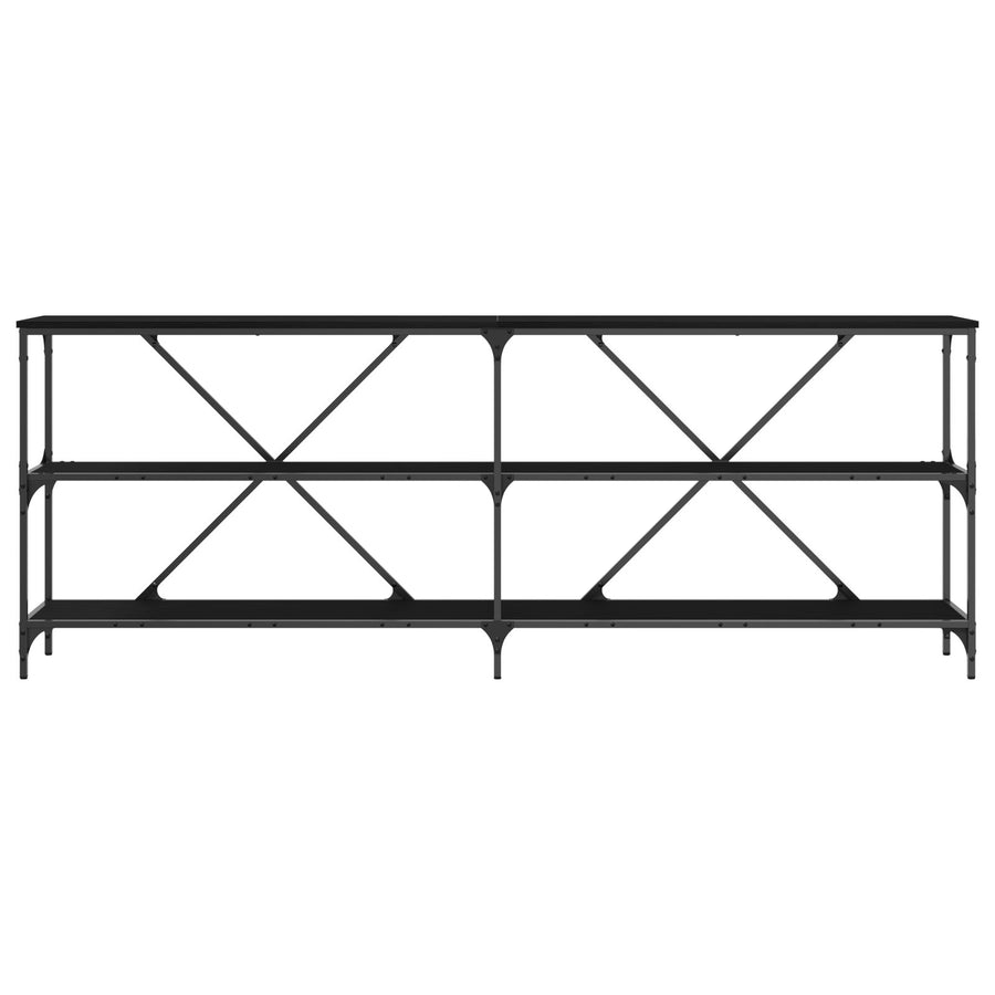 Console Tafel Zwart Eiken 200X30X75 Cm Engineered Hout En Staal