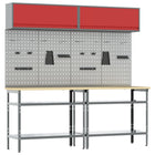 Workbench set with shelf 8 pcs Red and Grey Powder-coated steel