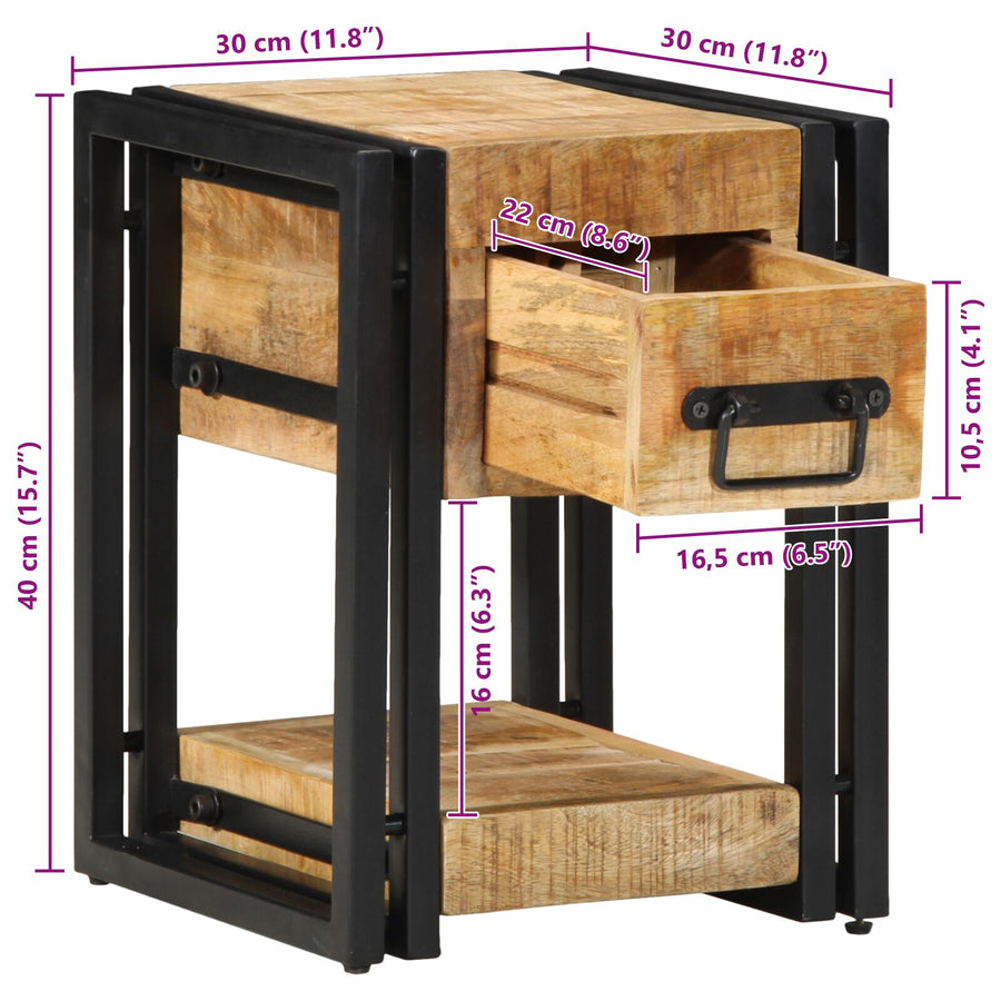 Nachtkast 40X40X40 Cm Massief Mangohout 1 30 x 30 x 40 cm Massief ruw mangohout