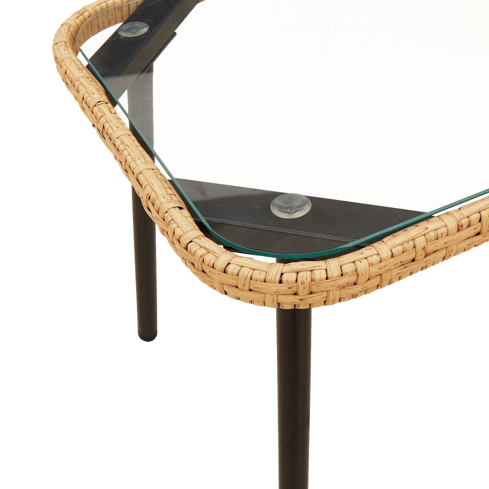 4-Delige Tuinsofa Set Met Kussens Van Poly Rattan Natuurlijk Bank + tafel + voetsteun