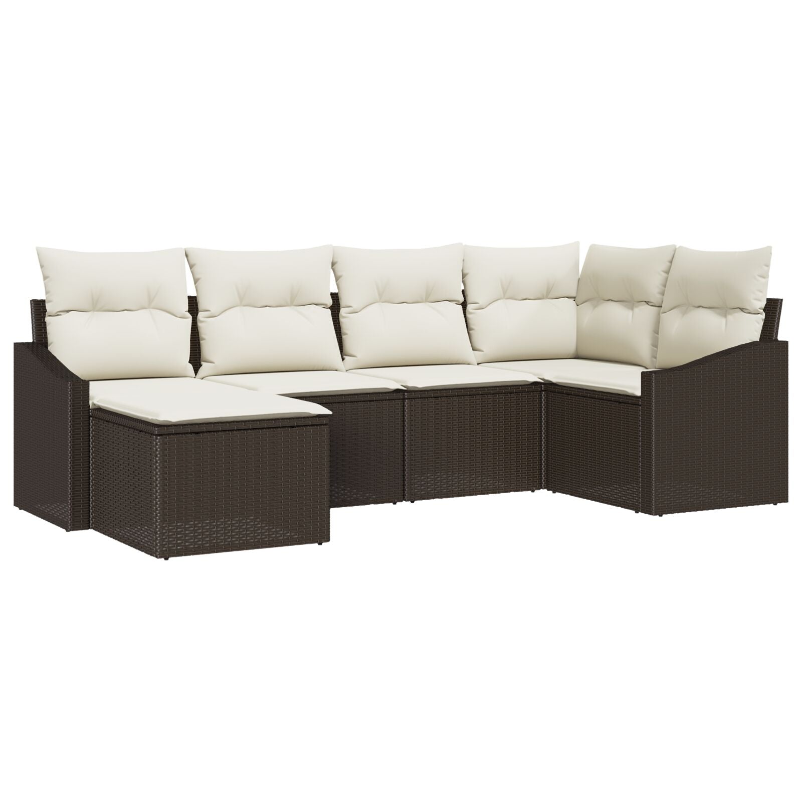 6-Delige Tuin Sofa Set Met Kussens Bruin Poly Rattan