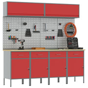 Werkbank set 10 stuks rood 200x55x200 cm staal