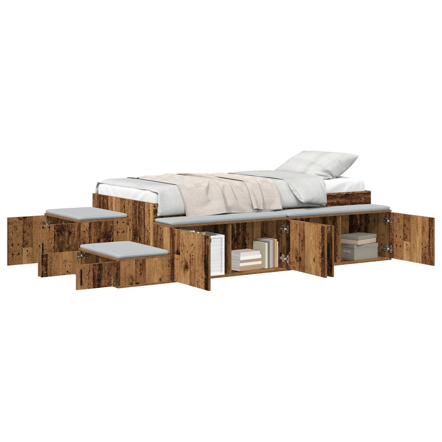 Opslagbed Oud Hout Massief Hout En Fineer 75 X 190 Cm Opslag Artisanaal Eiken