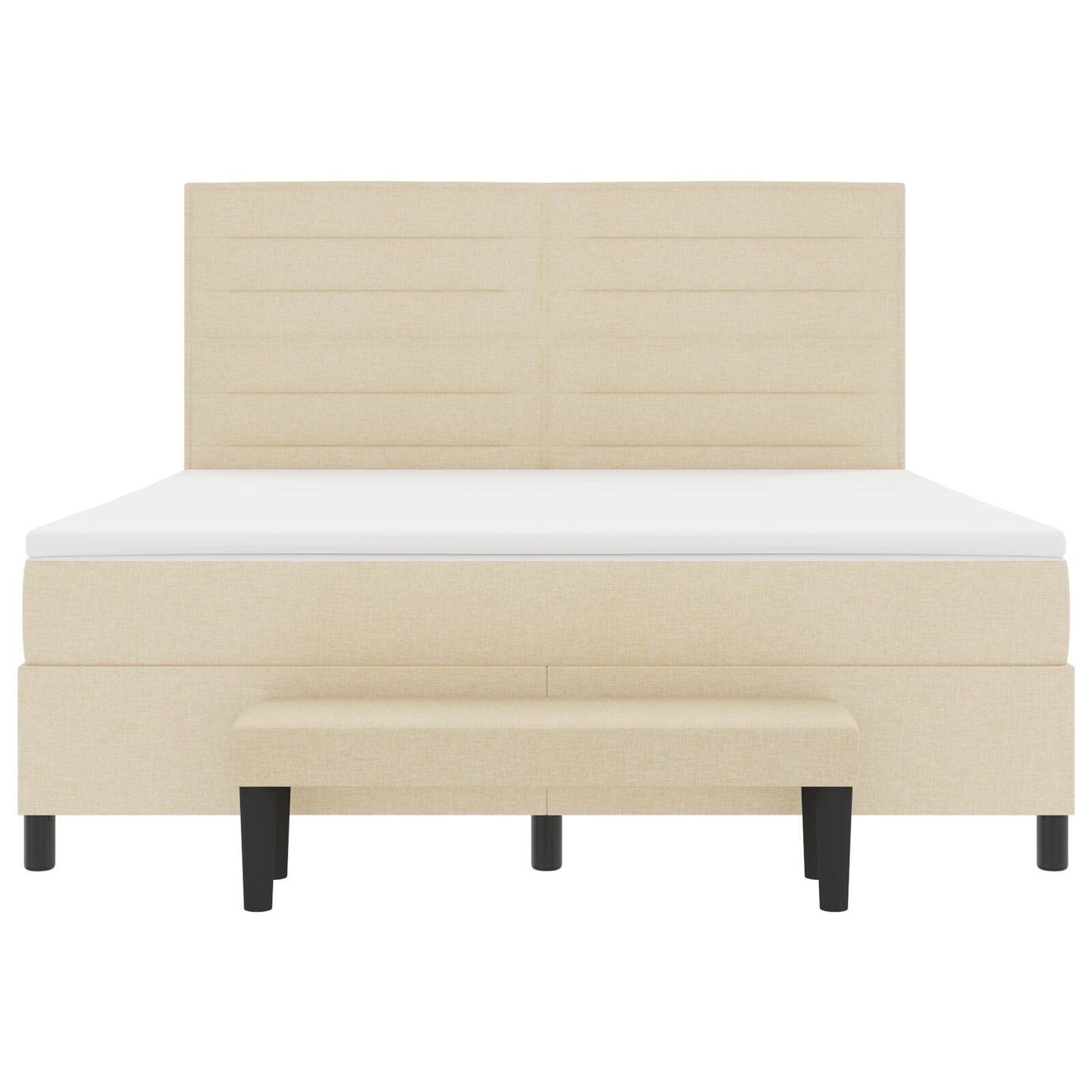 Boxspring Bed Met Matras & Bank Stof Crème 180 x 200 cm Lijnen ontwerp