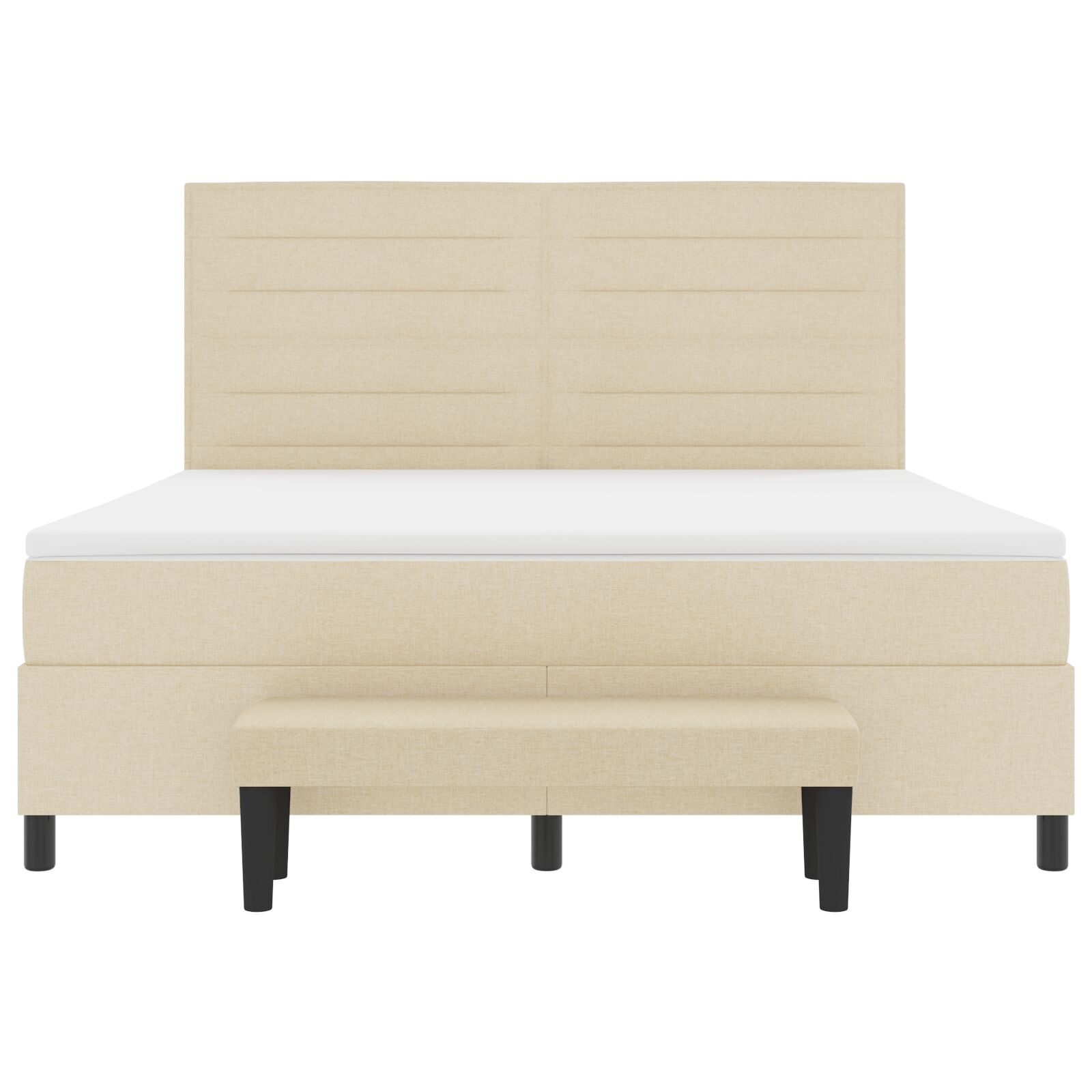 Boxspring Bed Met Matras & Bank Stof Crème 180 x 200 cm Lijnen ontwerp