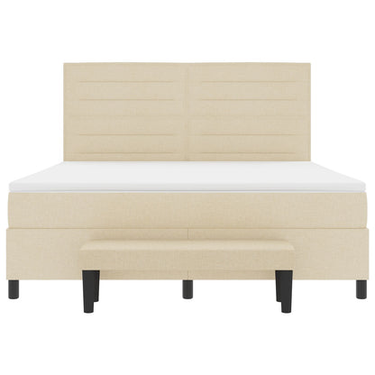 Boxspring Bed Met Matras & Bank Stof Crème 180 x 200 cm Lijnen ontwerp