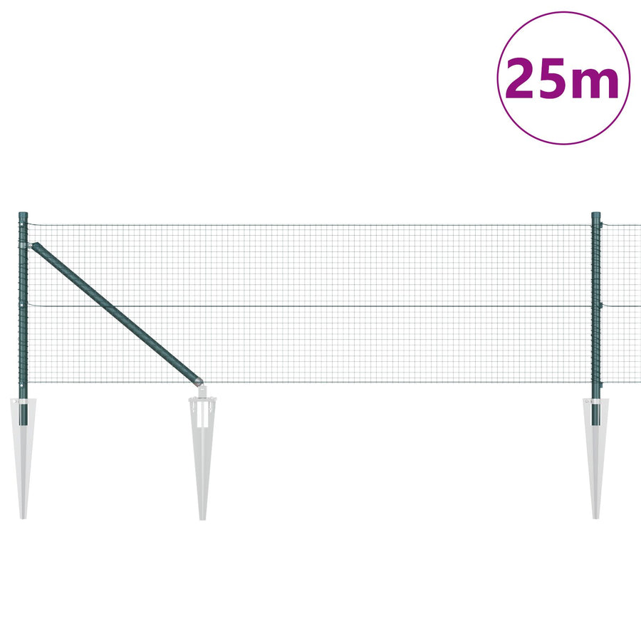 Gelaste Draadhek Met 13 Groene Pinnen 0.8X25 M Staal Gegalvaniseerd Staal