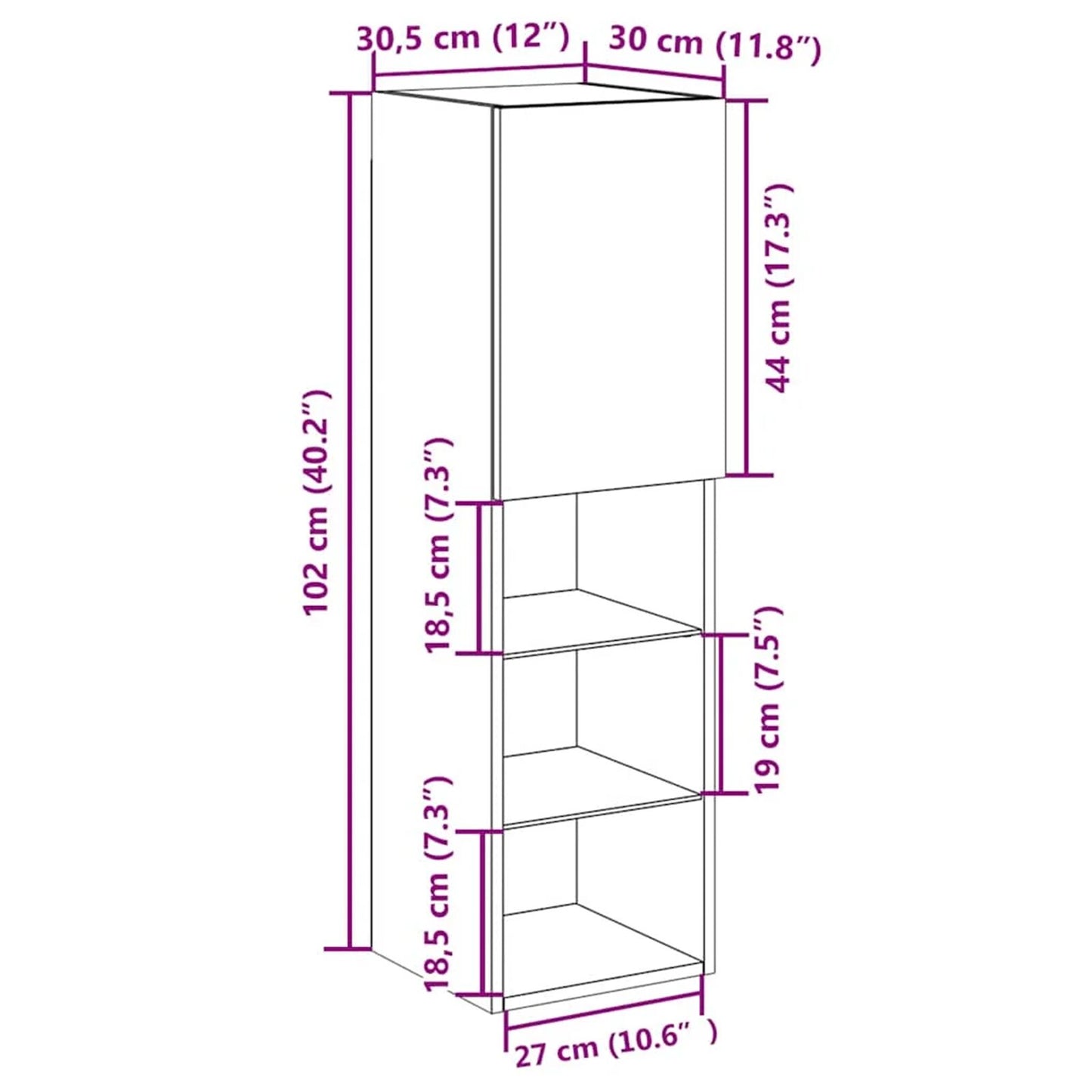 Led Tv-Kast 30,5X30X102 Cm Bewerkt Hout