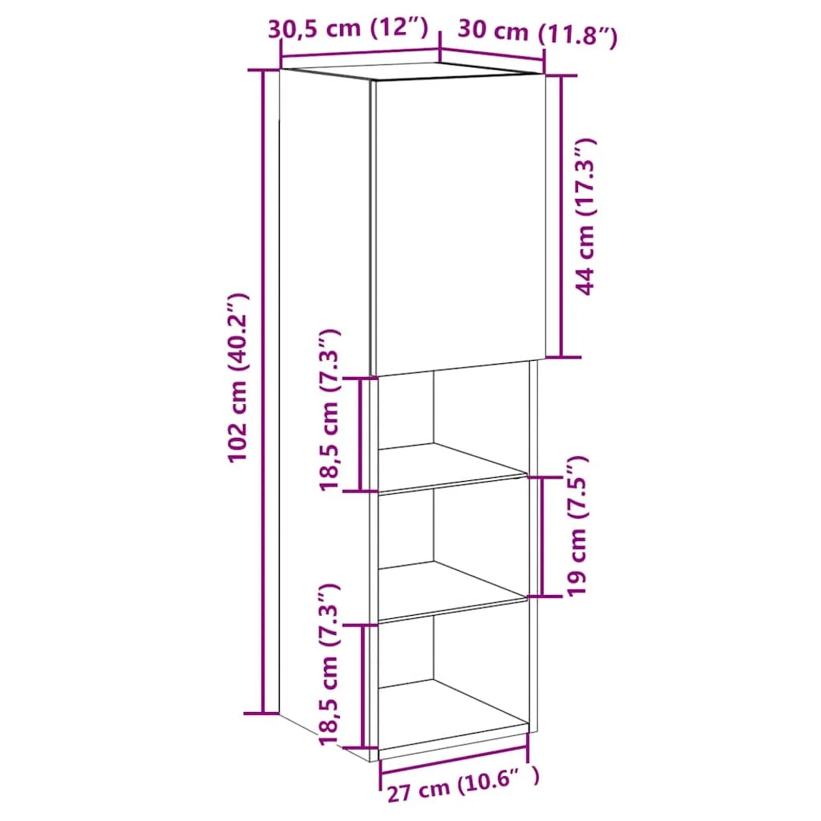 Led Tv-Kast 30,5X30X102 Cm Bewerkt Hout