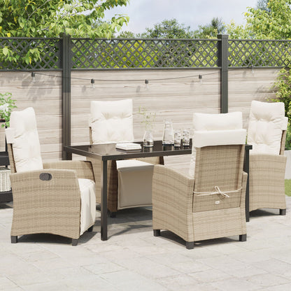 5-Delige Tuin Eetset Beige Poly Riet